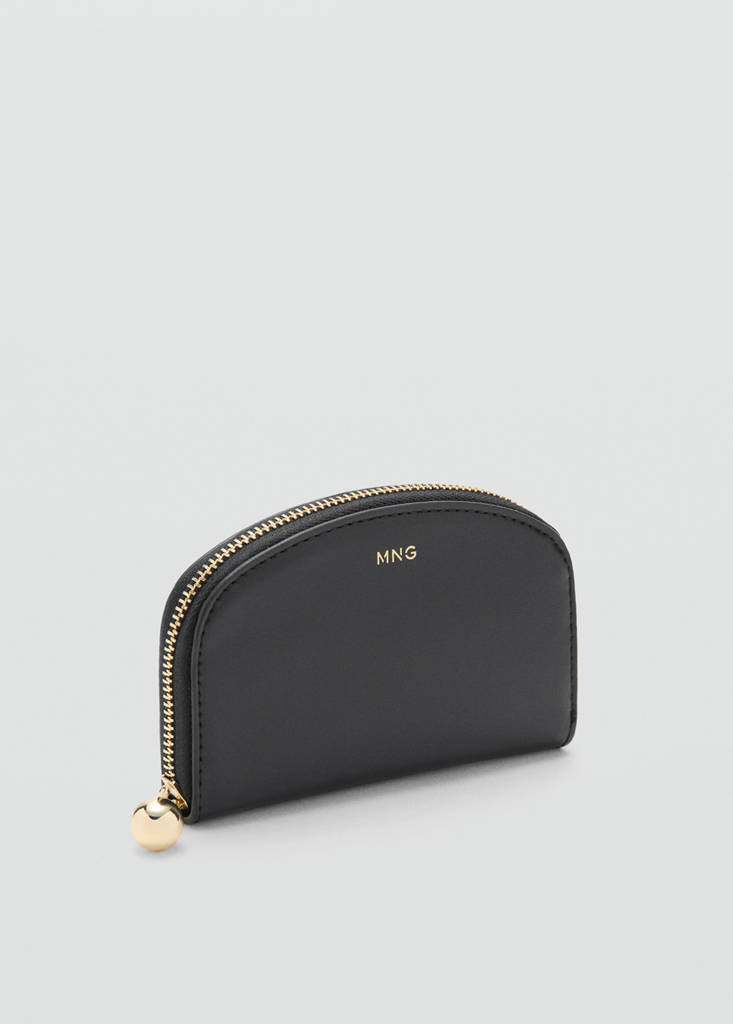 Medium wallet with mini-bead embellishment — Black