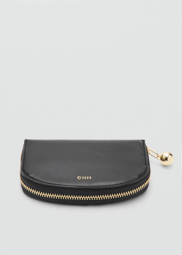 Medium wallet with mini-bead embellishment — Black