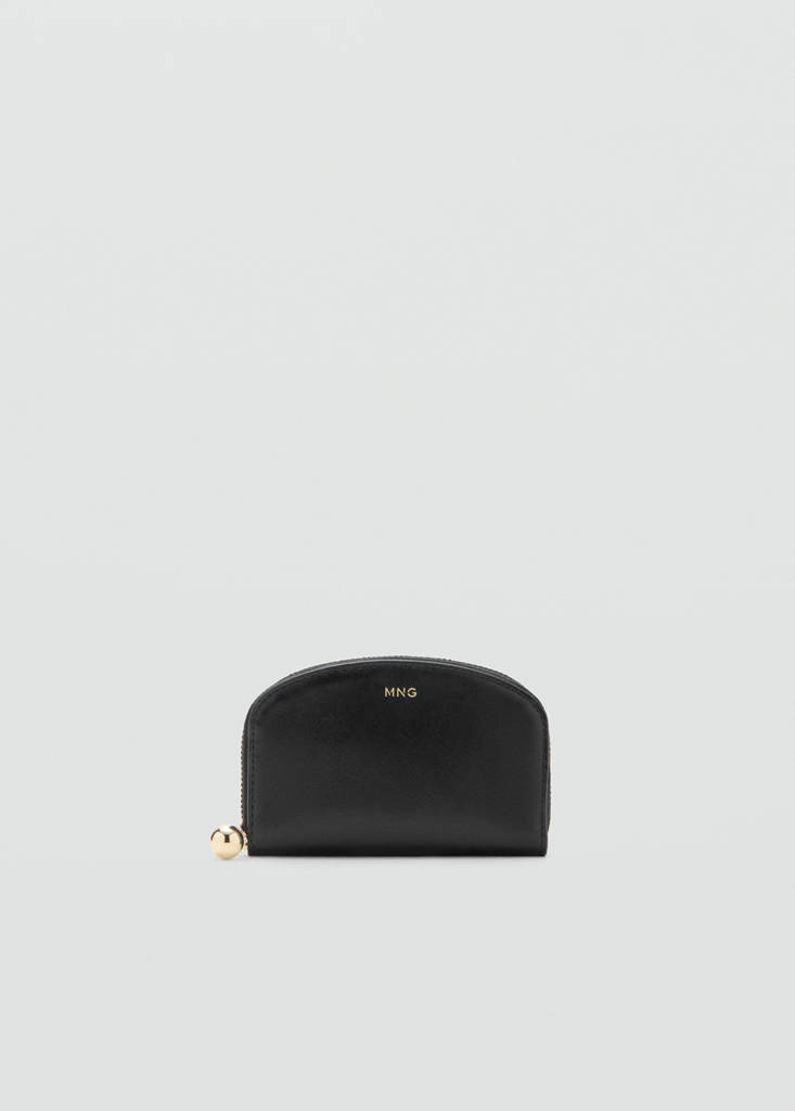 Medium wallet with mini-bead embellishment — Black