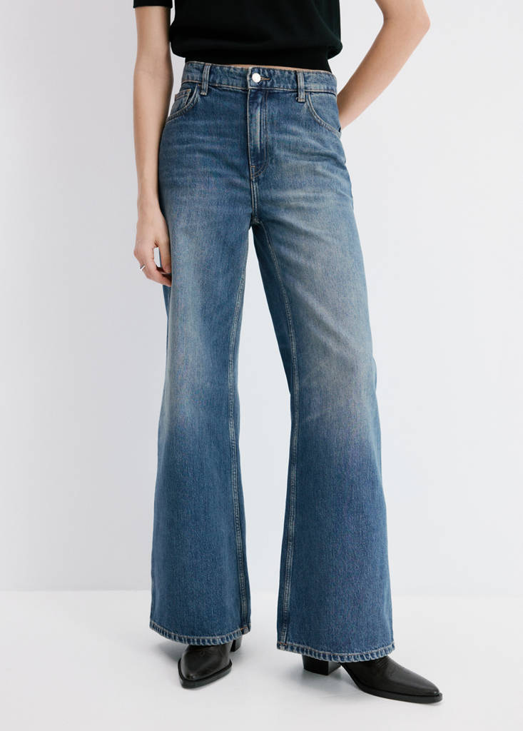 High-waisted wideleg jeans — Dark Blue