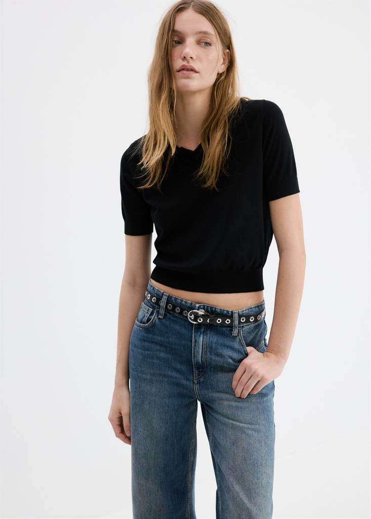 High-waisted wideleg jeans — Dark Blue