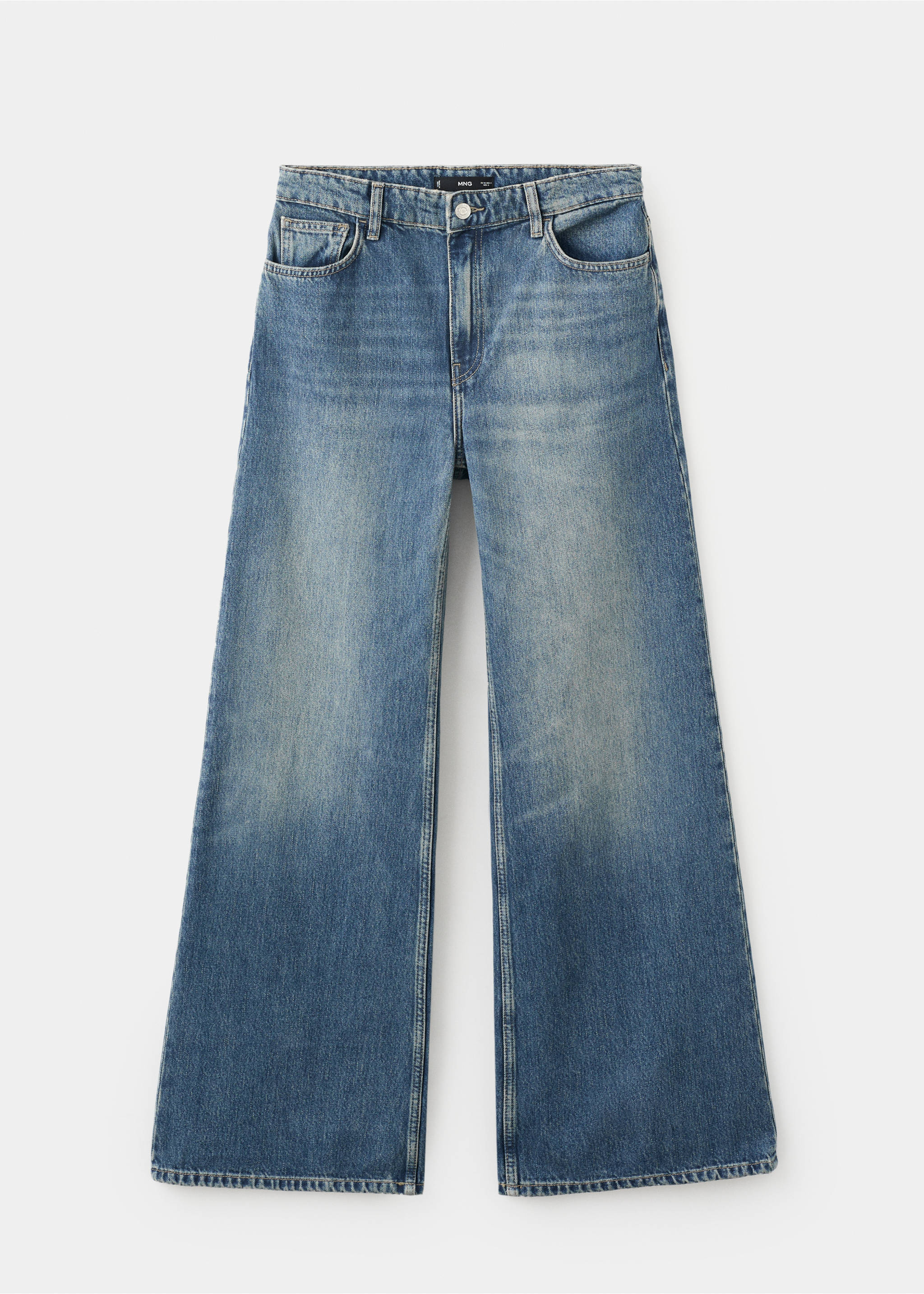 High-waisted wideleg jeans - Article without model, Dark Blue. Ref: 27051343-00.