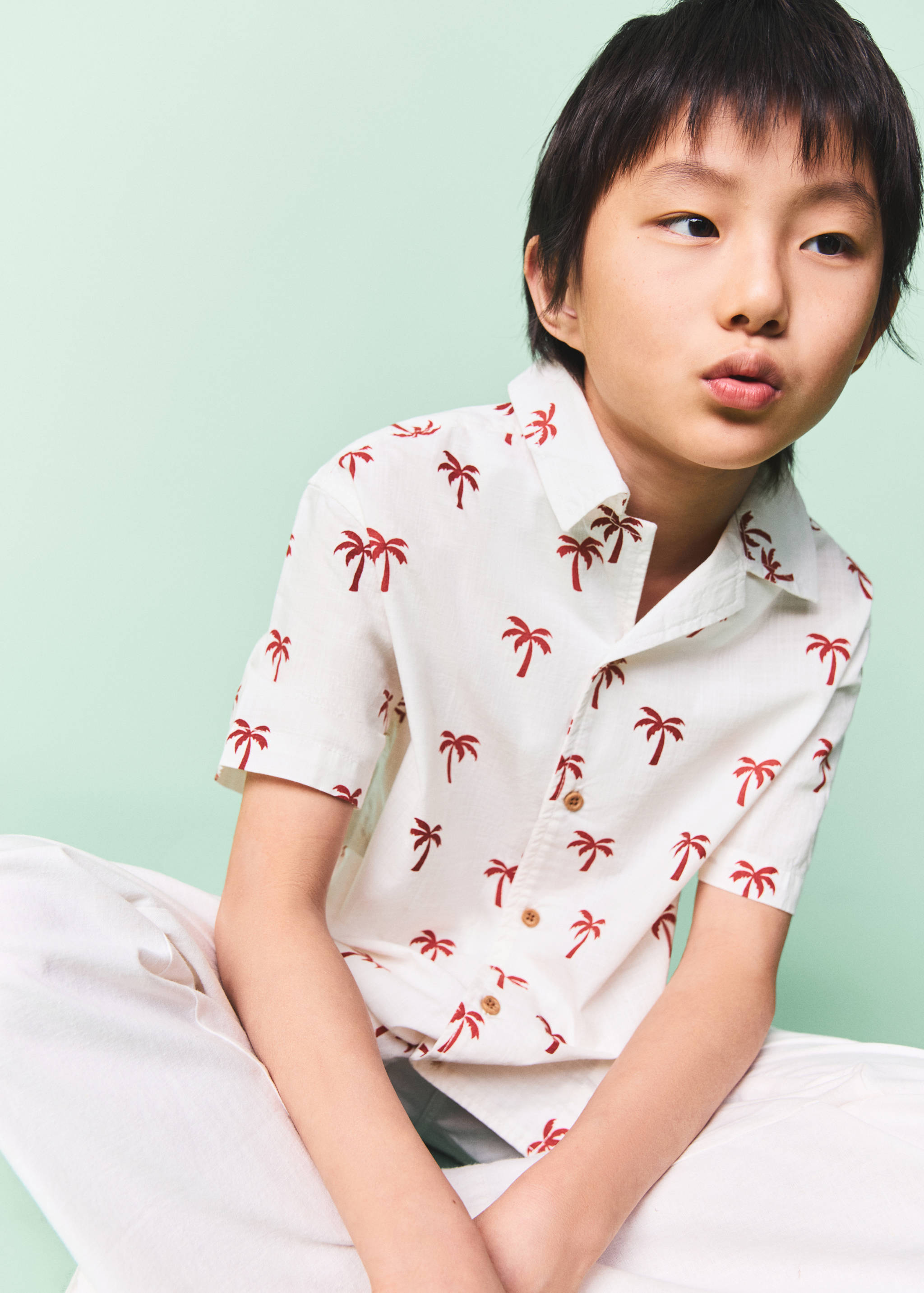 Palm trees design cotton shirt - General plane