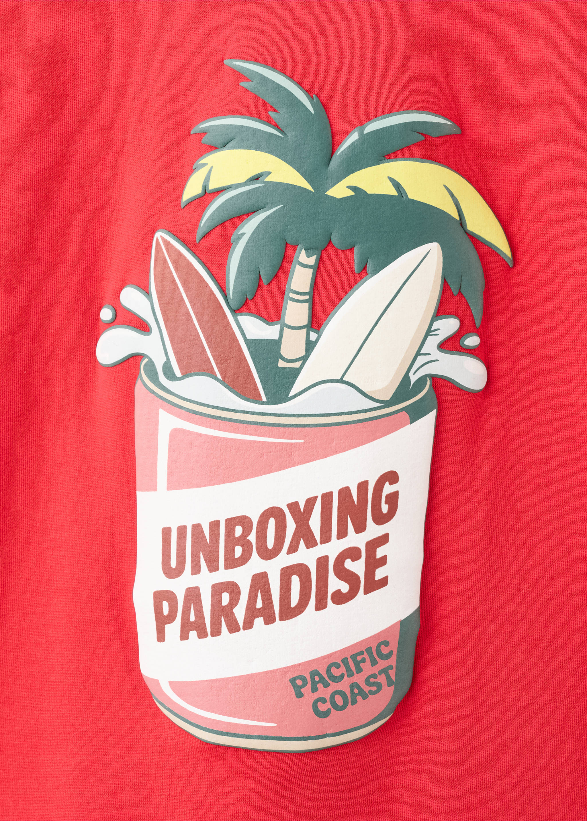 Palm print T-shirt - Details of the article 8, Red. Ref: 27051508-00.