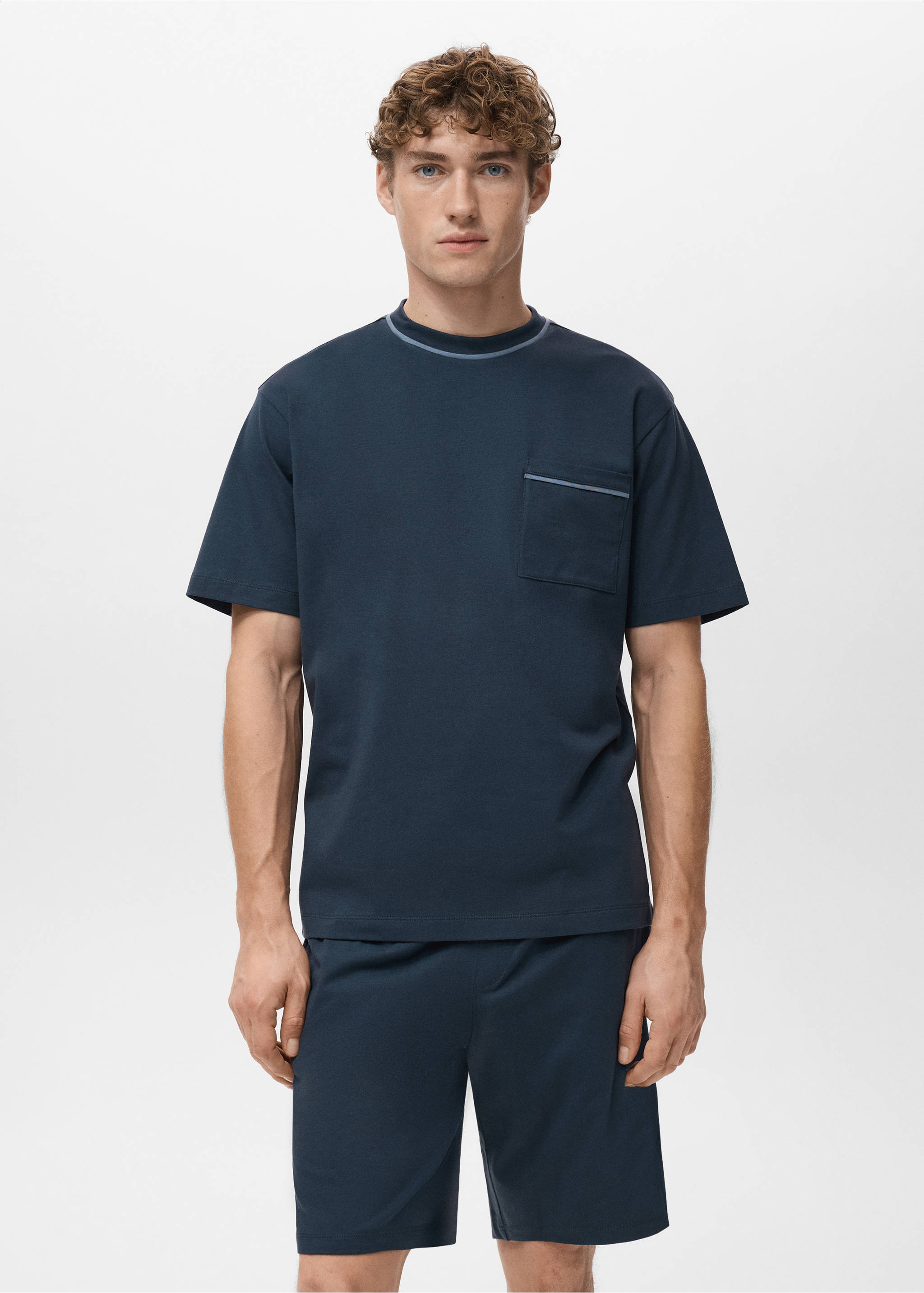 Pack pijama algodón corto - Plano medio, Azul marino. Ref: 27051510-00.