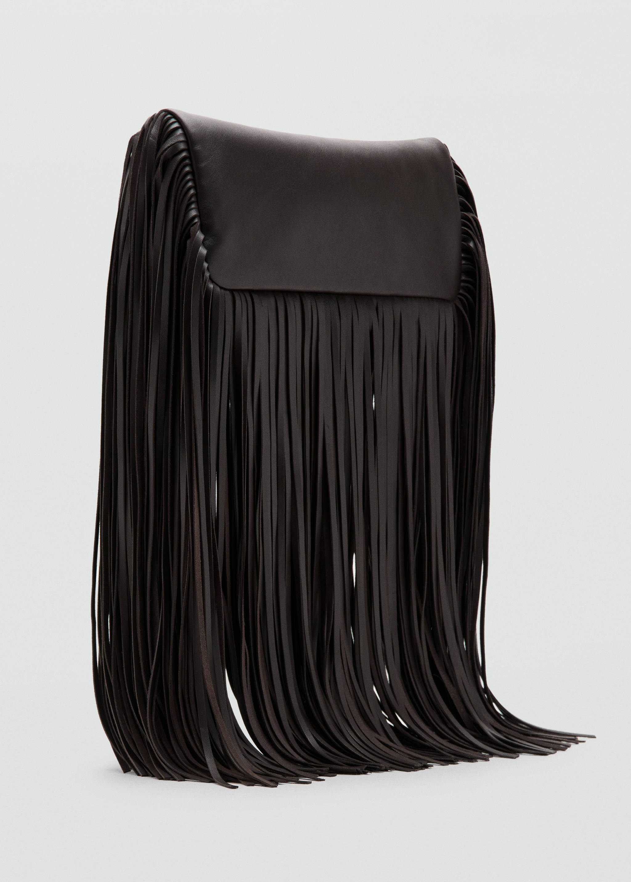 Leather handbag with fringes - Medium plane