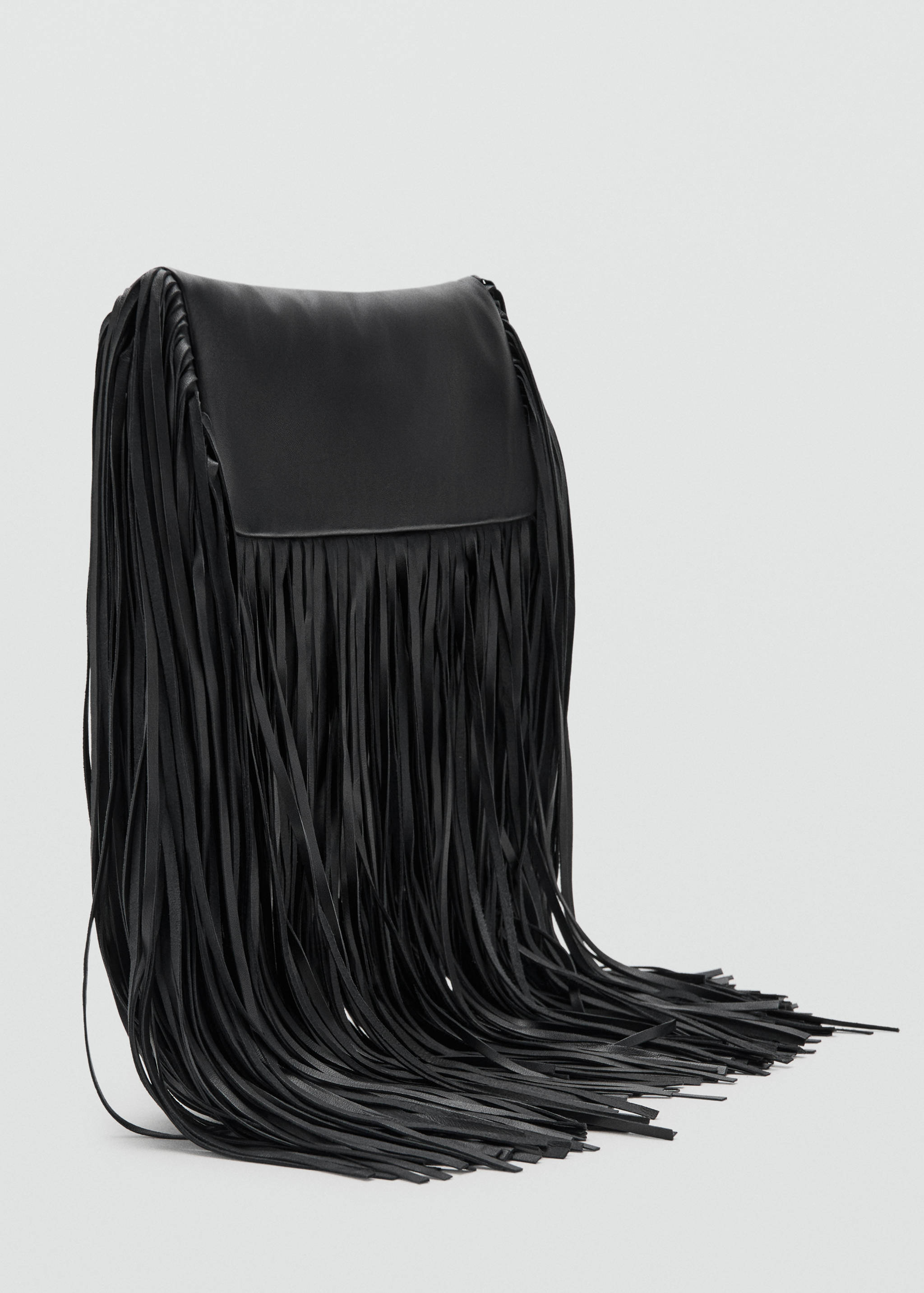 Leather handbag with fringes - Medium plane