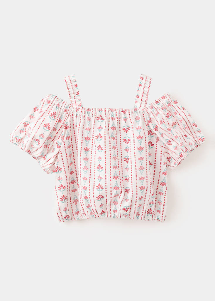 Floral print blouse — Red