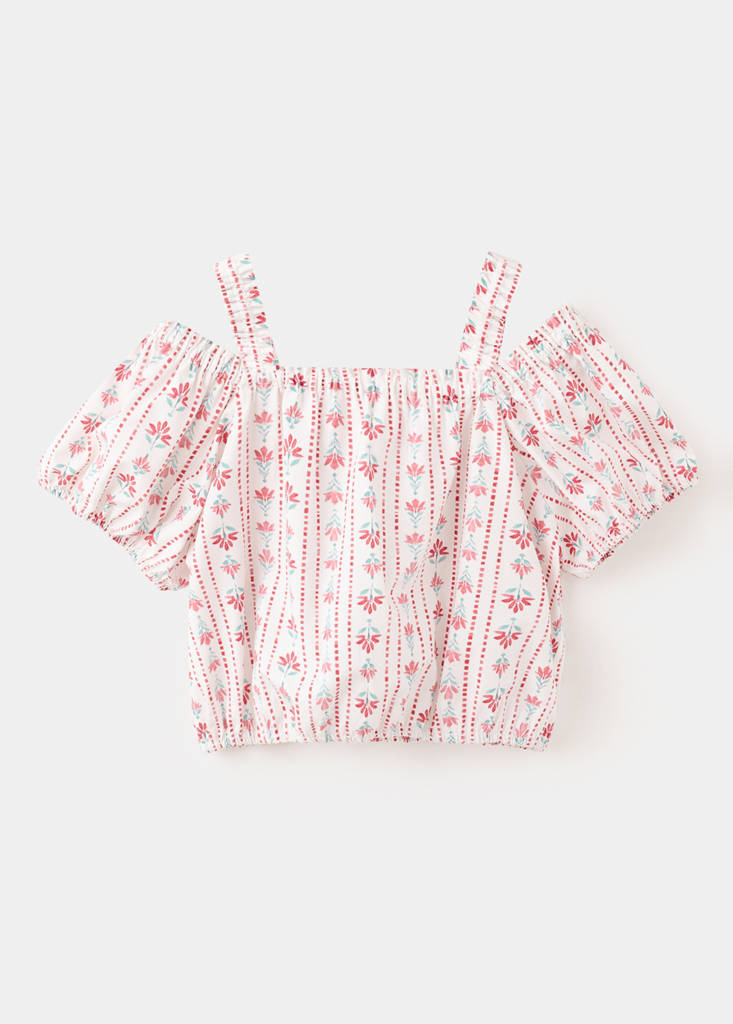 Floral print blouse — Red