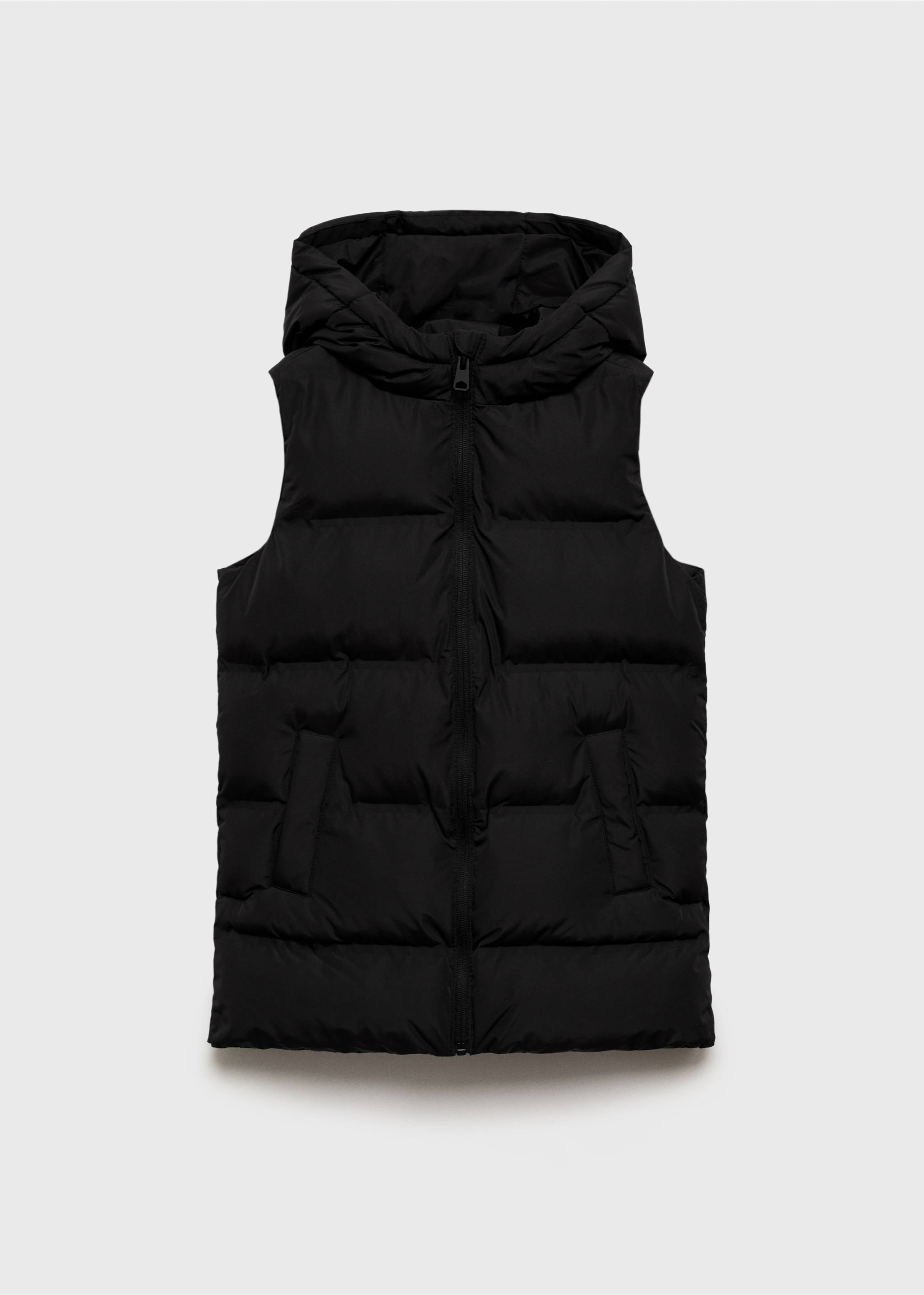 Quilted gilet with hood - Article without model, Black. Ref: 27051515-00.
