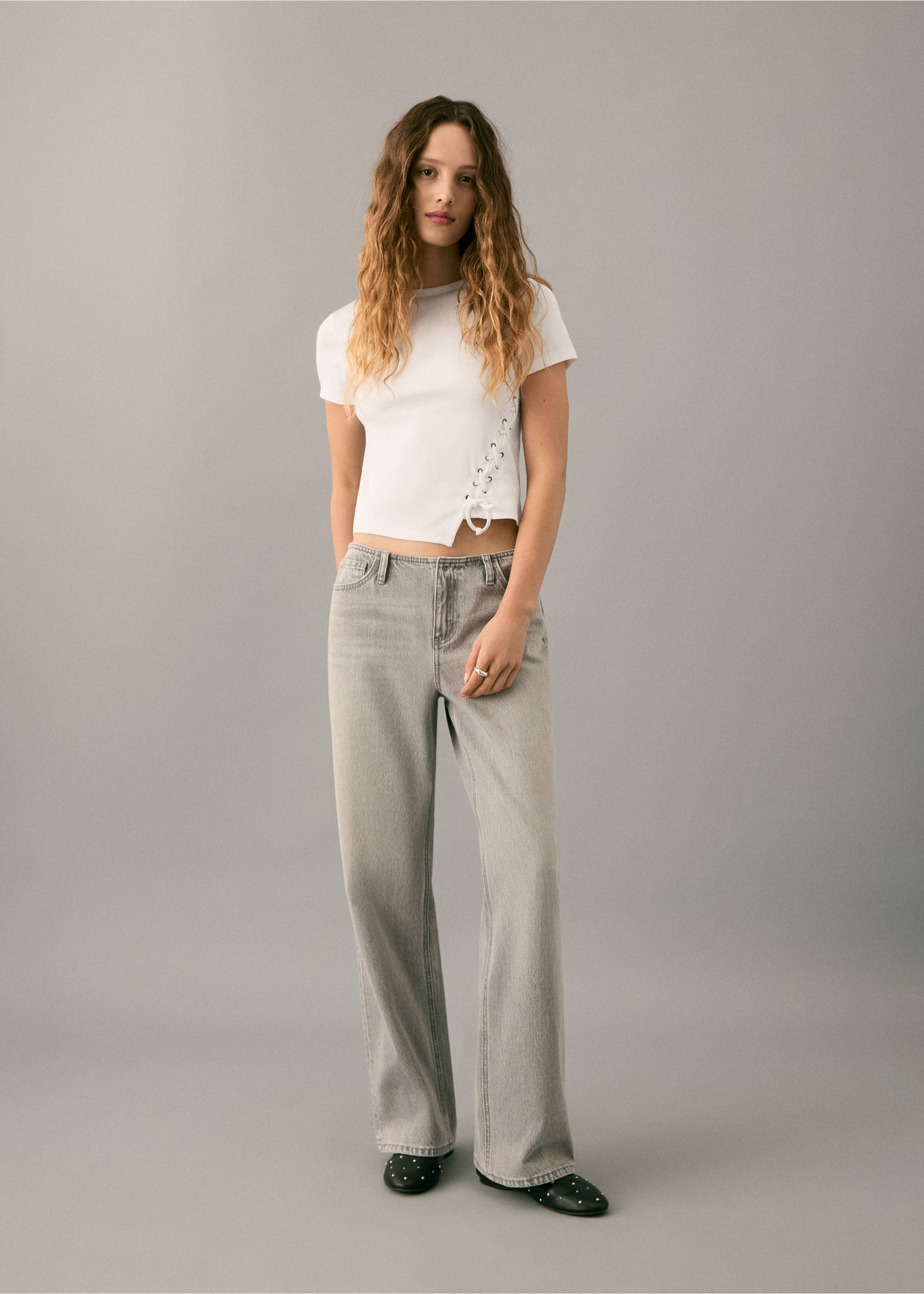 Braided t-shirt with drawstring - General plane, Off White. Ref: 27051516-00.