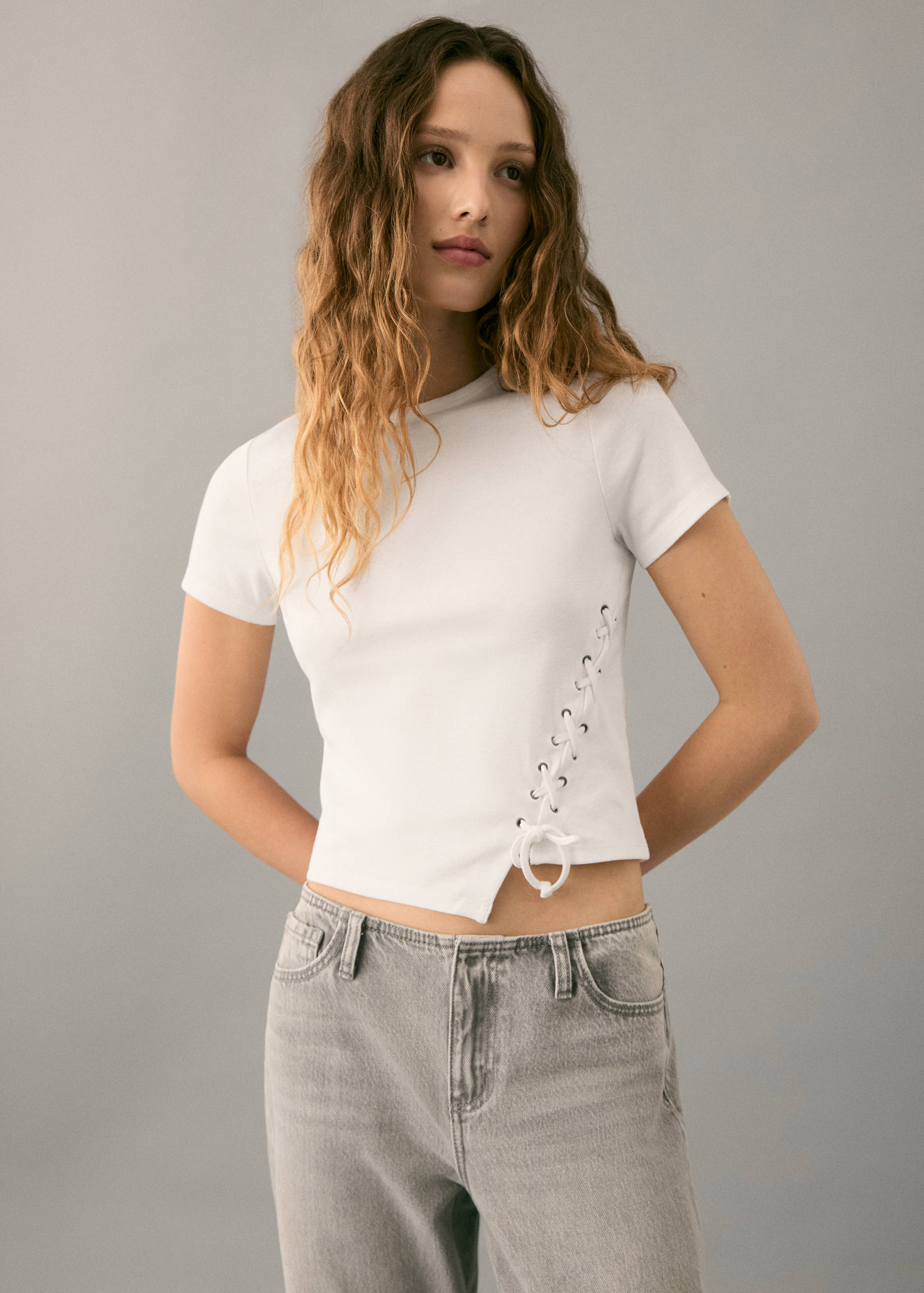 Braided t-shirt with drawstring - Medium plane