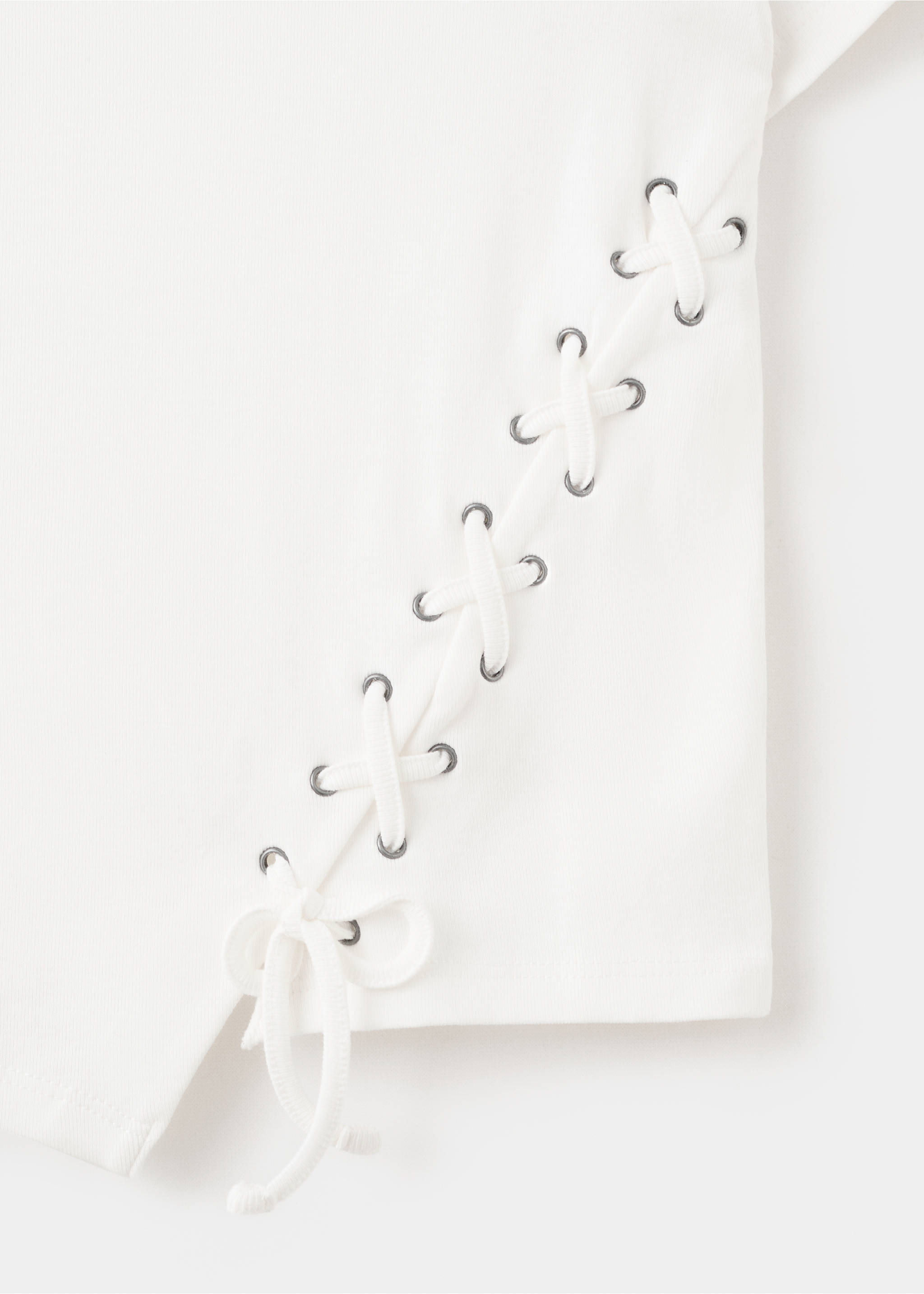 Braided t-shirt with drawstring - Details of the article 8, Off White. Ref: 27051516-00.