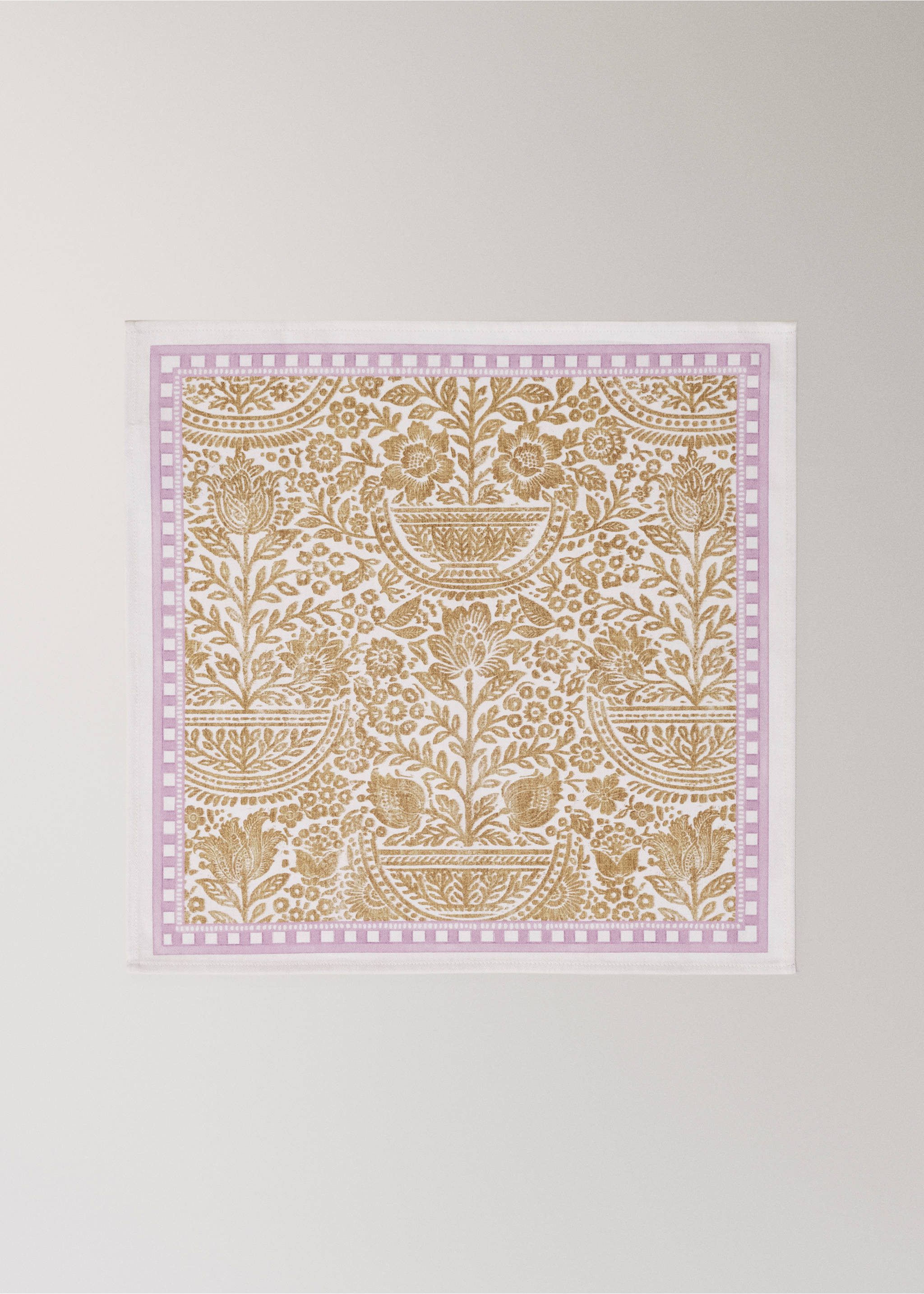 Baumwollservietten mit Streifen und floralen Motiven - Artikel ohne Model, Gelb. Ref: 27051517-00.