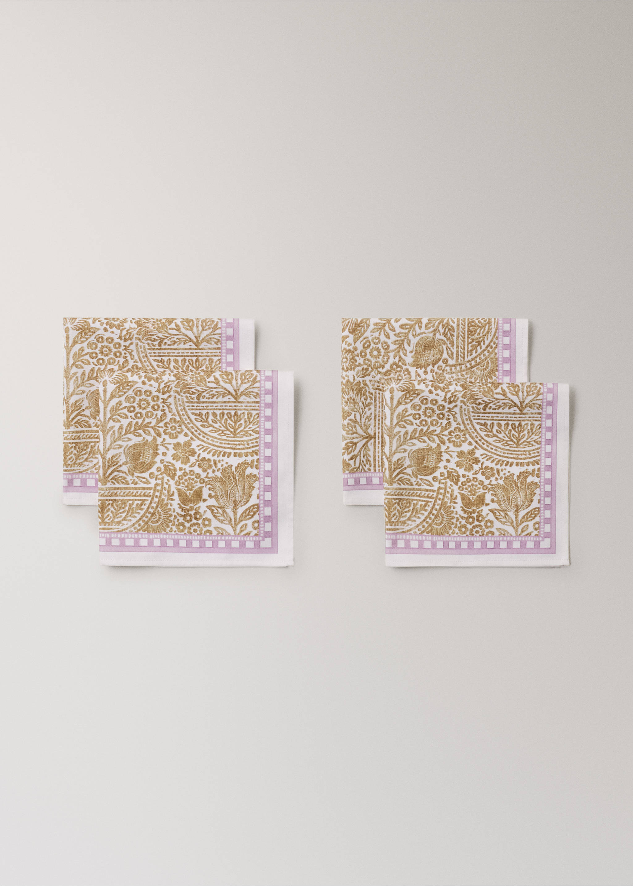 Baumwollservietten mit Streifen und floralen Motiven - Detail des Artikels 1, Gelb. Ref: 27051517-00.