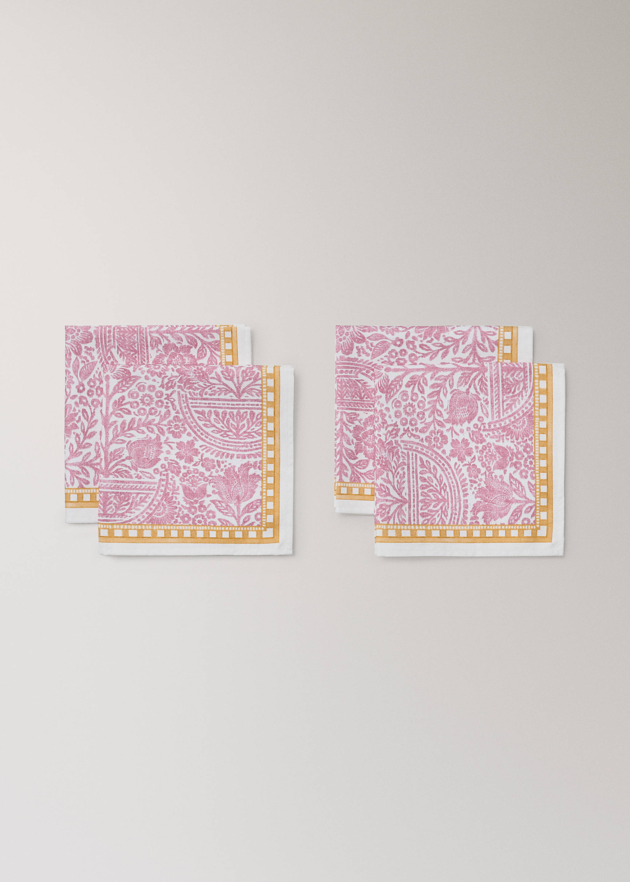 Cotton striped napkins with floral patterns - Details of the article 1