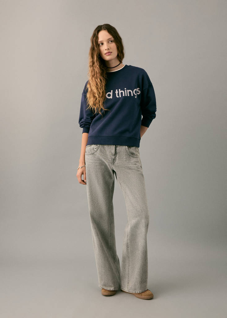 Glitter message sweatshirt — Navy