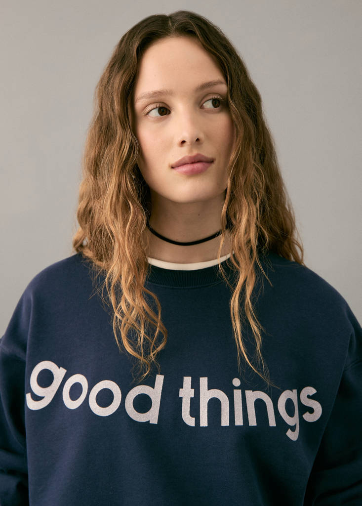 Glitter message sweatshirt — Navy