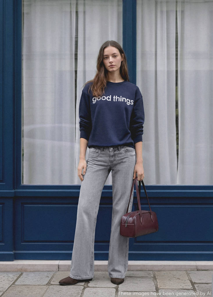 Glitter message sweatshirt — Navy