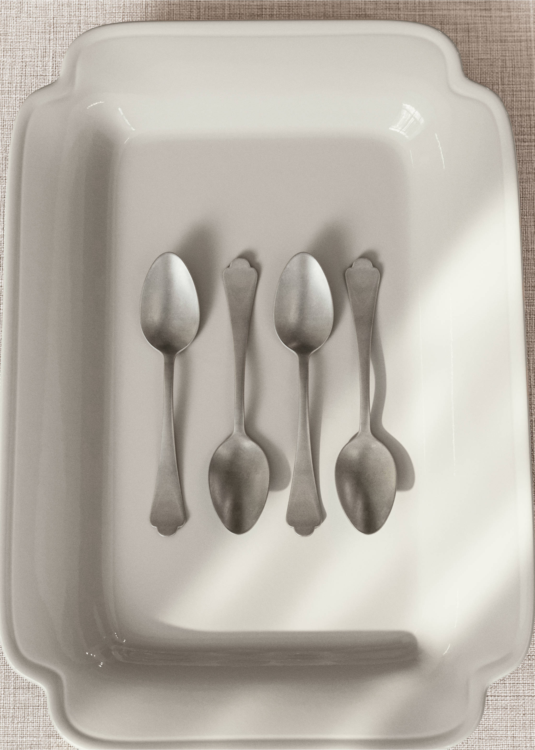 Set of 4 matte stainless steel dessert spoons - General plane, Grey. Ref: 27051522-00.