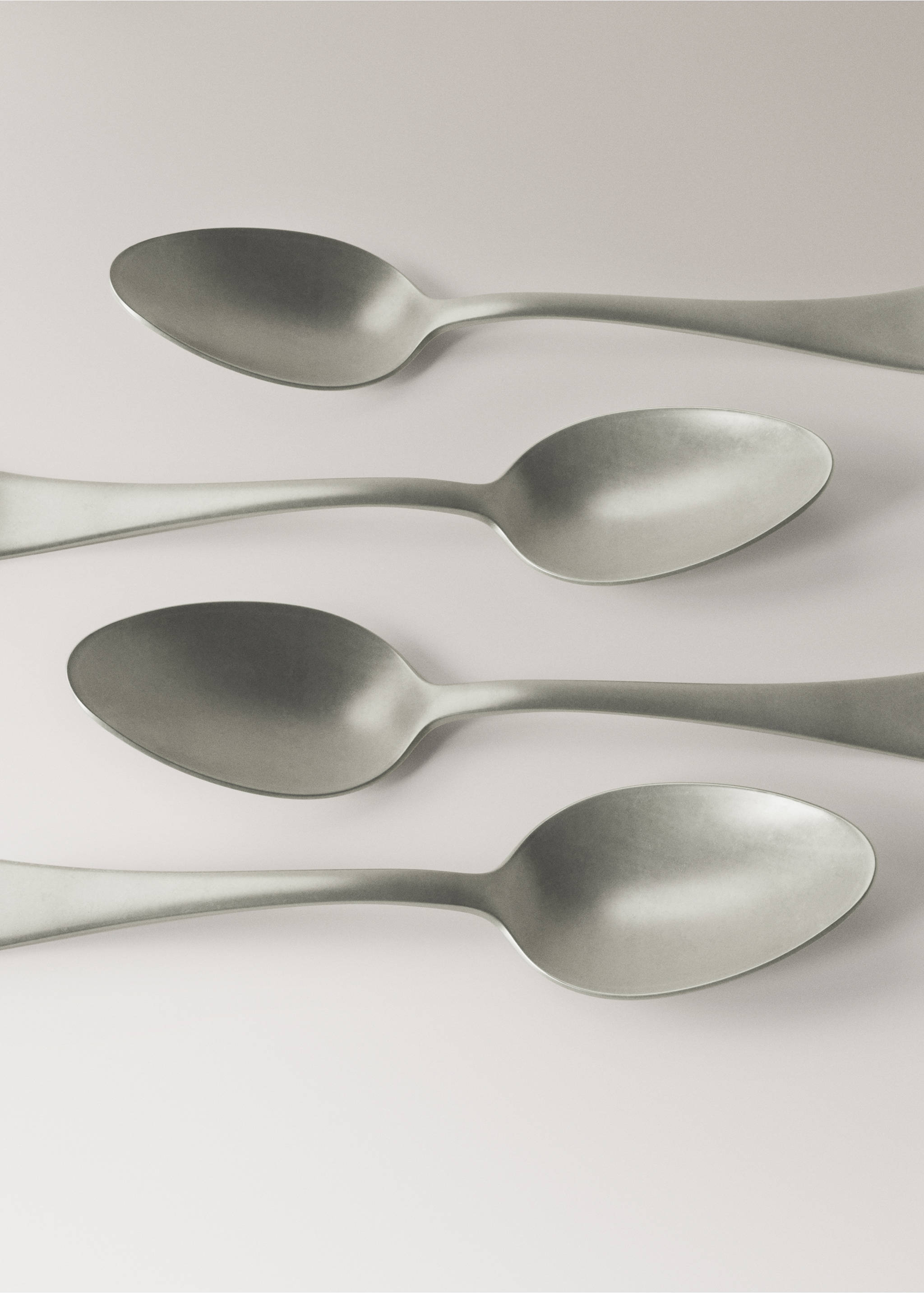 Set of 4 matte stainless steel dessert spoons - Details of the article 1, Grey. Ref: 27051522-00.