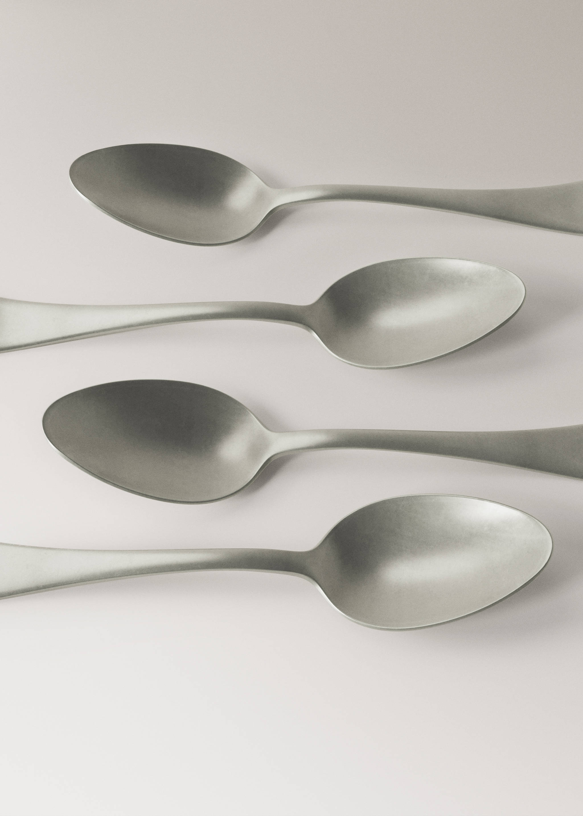 Set of 4 matte stainless steel dessert spoons - Details of the article 1