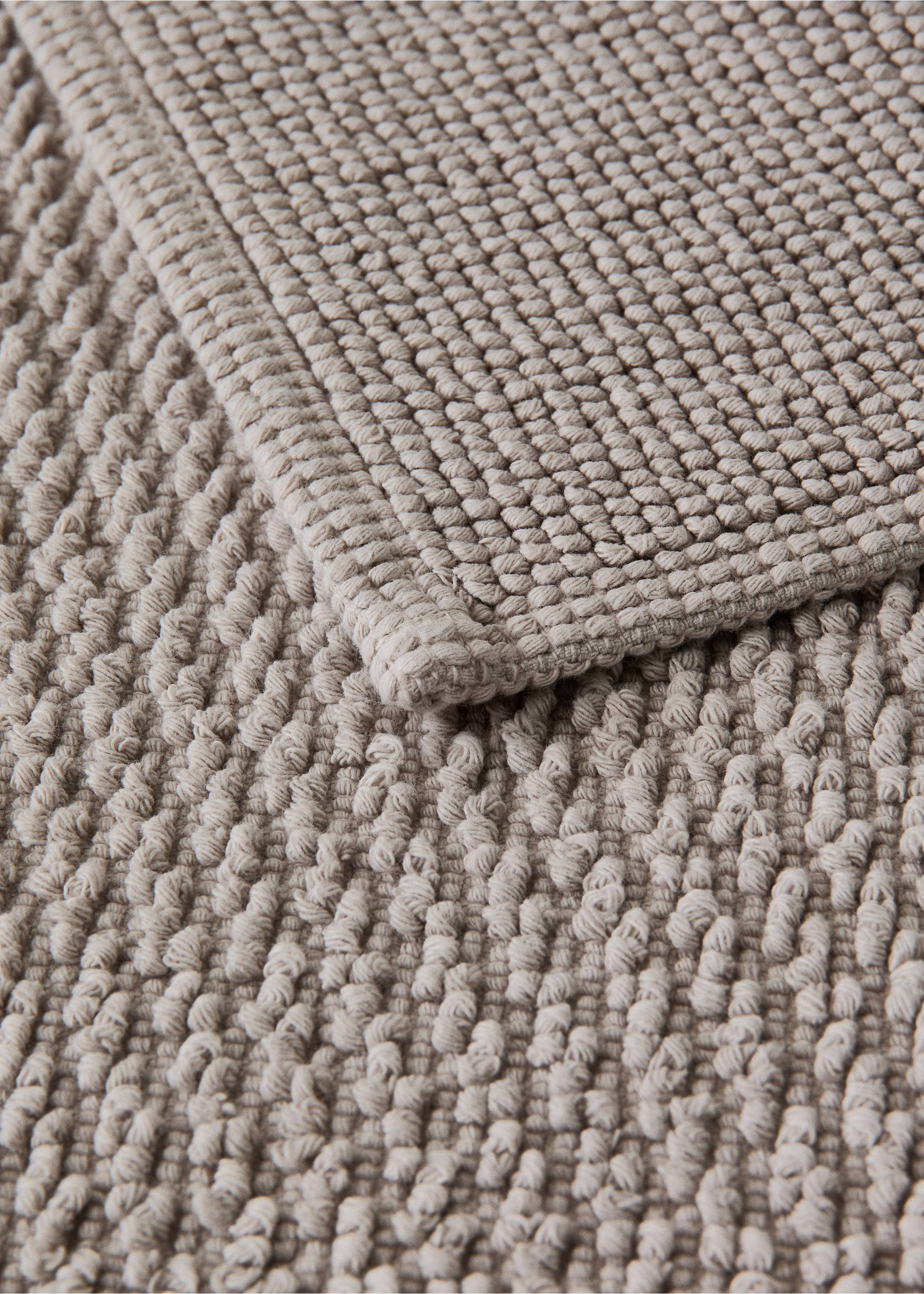 Waffle cotton looped bath mat - Details of the article 2, Beige. Ref: 27051530-00.
