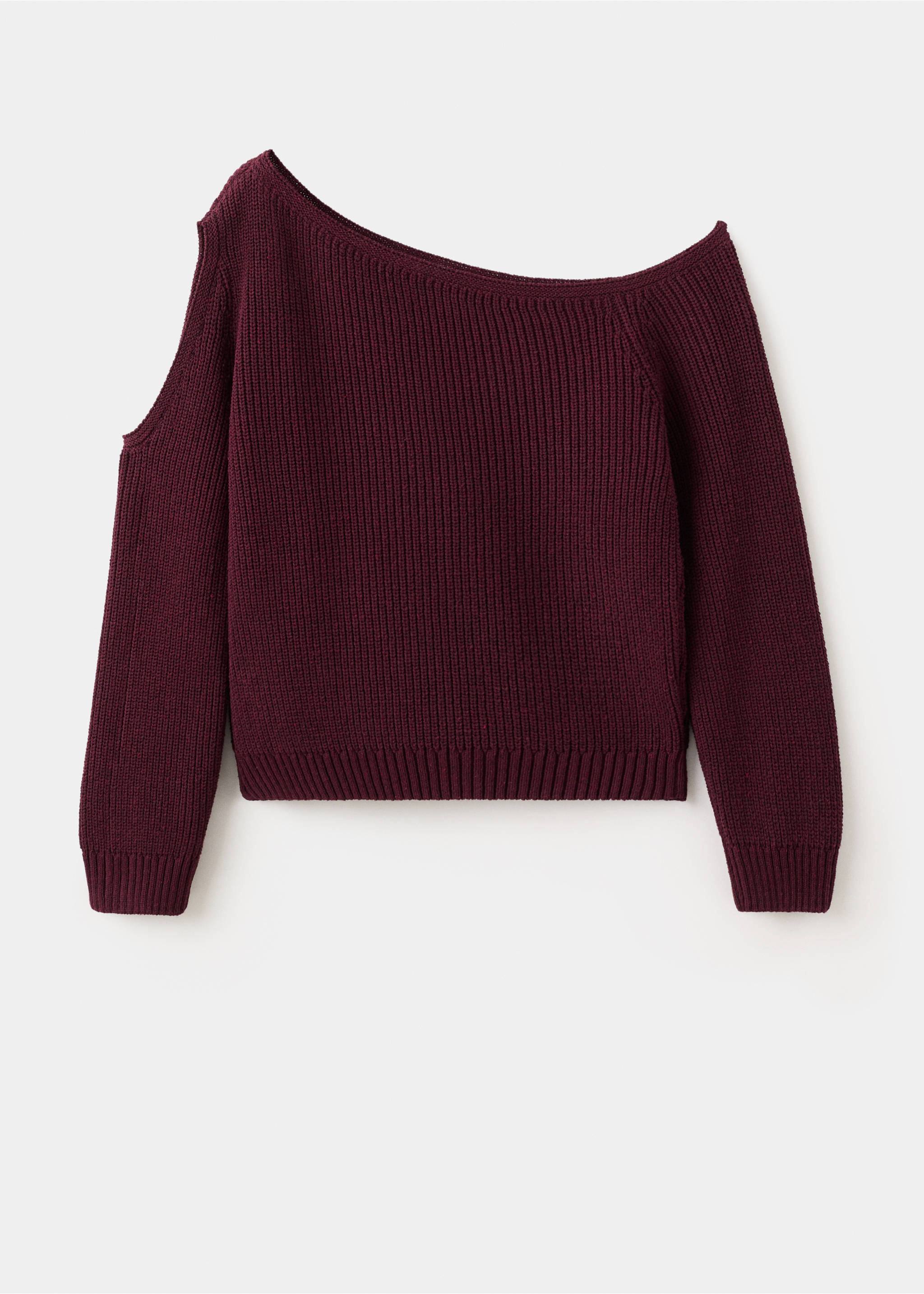 Asymmetrical sweater with shoulder opening - Article without model, Maroon. Ref: 27051537-00.