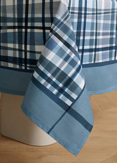 Cotton tablecloth with irregular checks for 2 to 4 people — Blue 6