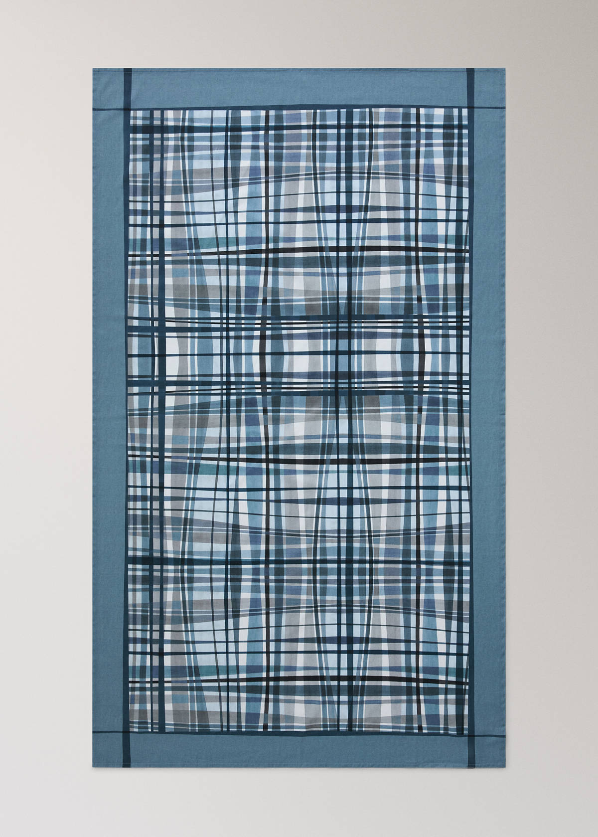 Cotton tablecloth with irregular checks for 2 to 4 people — Blue