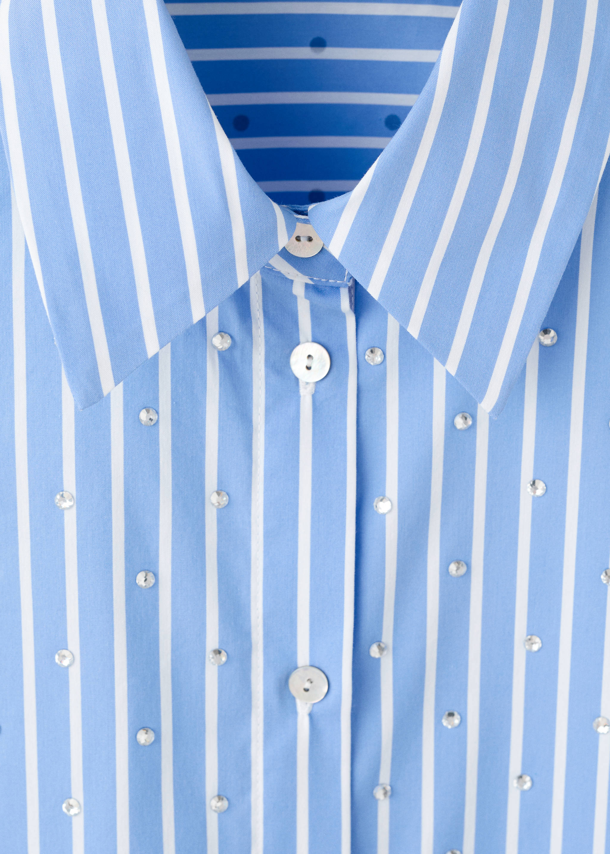 Striped crop blouse with rhinestones - Details of the article 8