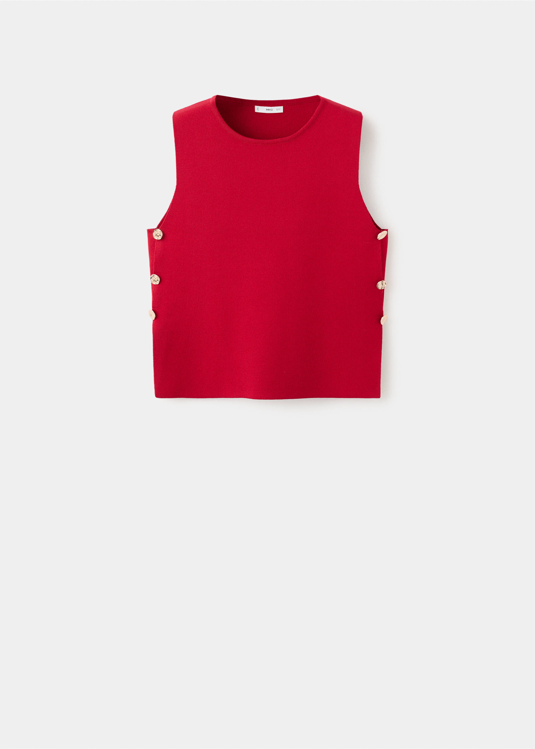 侧面系扣针织上衣 - null, 红色. Ref: 27052540-00.