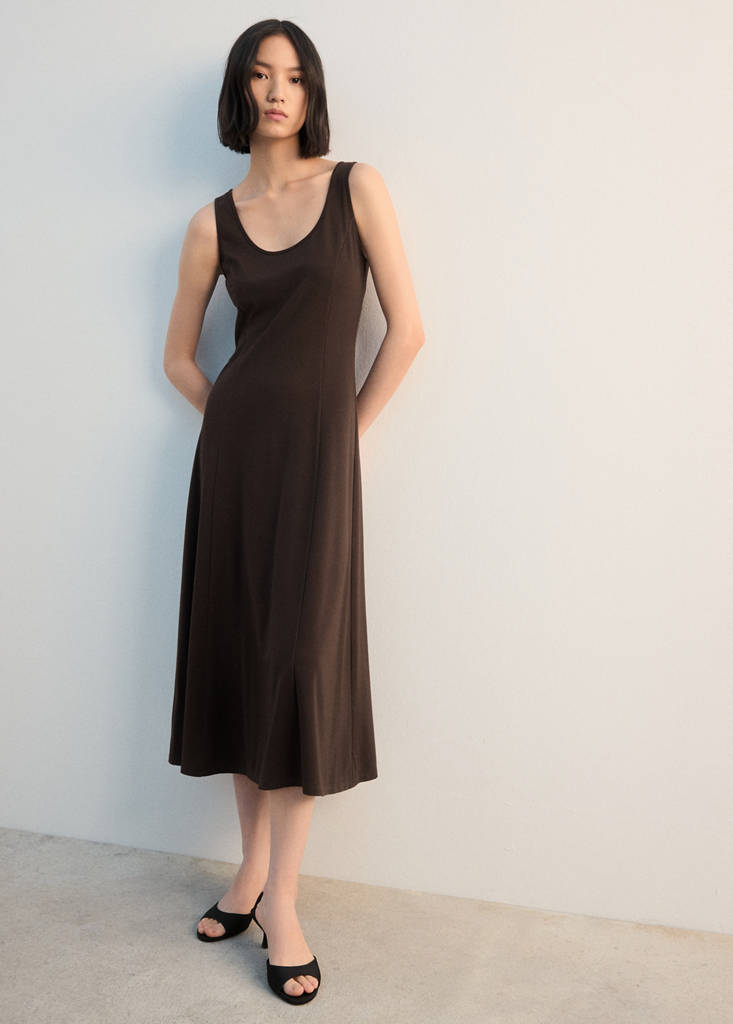 Flared midi-dress — Brown