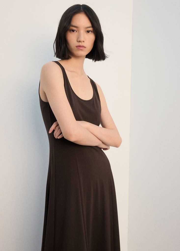 Flared midi-dress — Brown