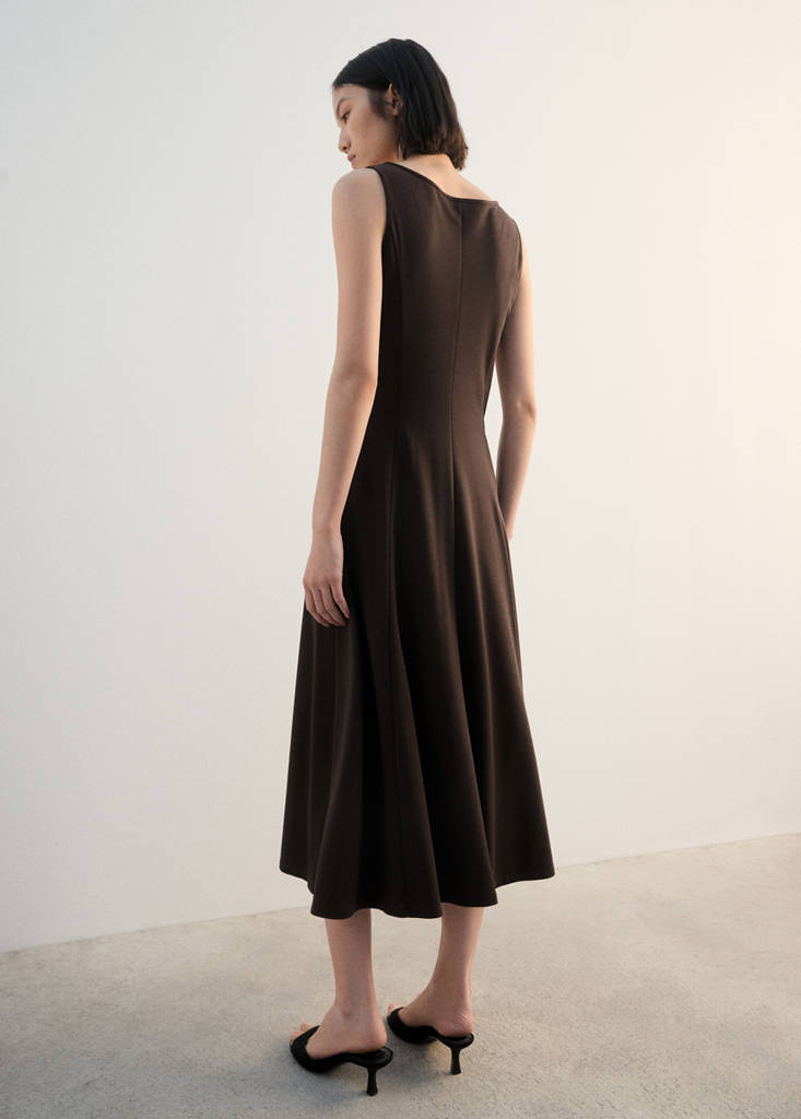 Flared midi-dress — Brown
