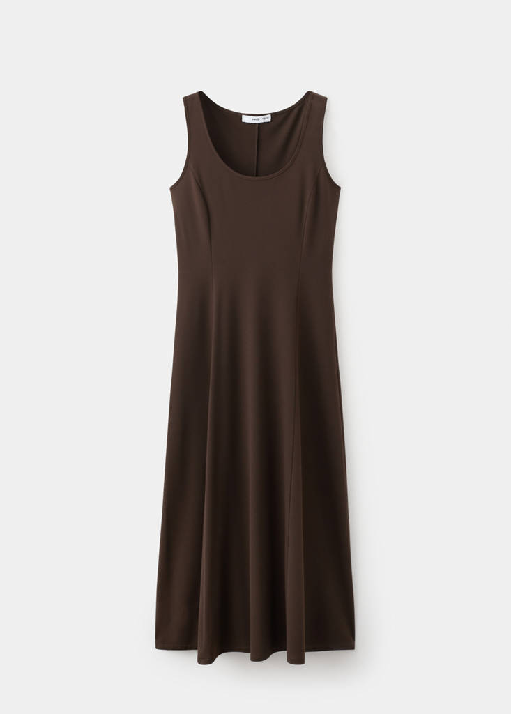 Flared midi-dress — Brown