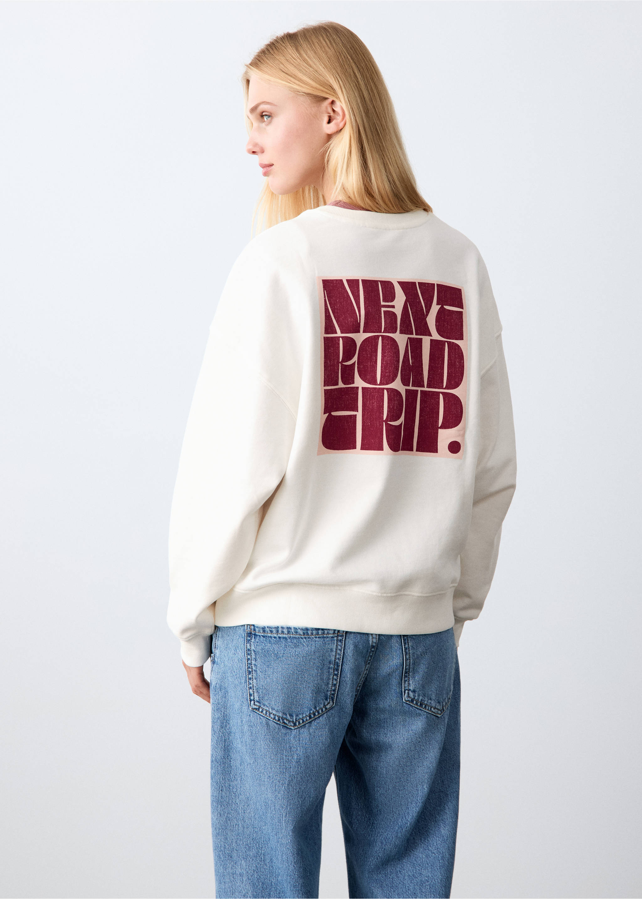 Printed cotton sweatshirt - Reverse of the article, Off White. Ref: 27052543-00.