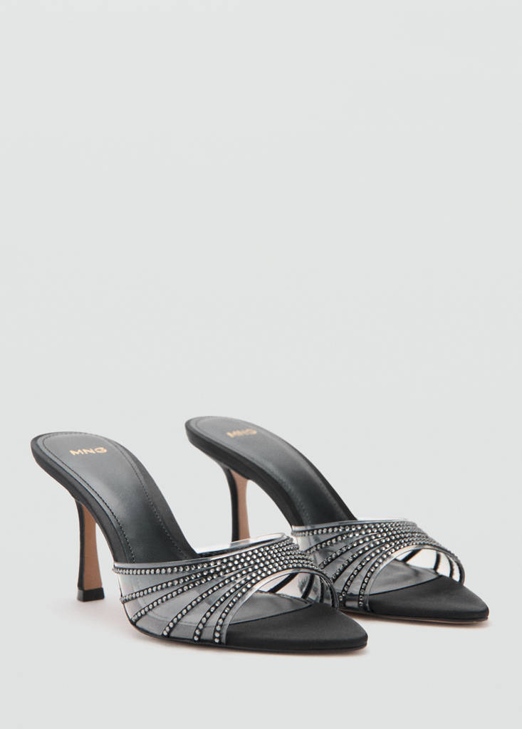 Stiletto heel sandal with straps — Black