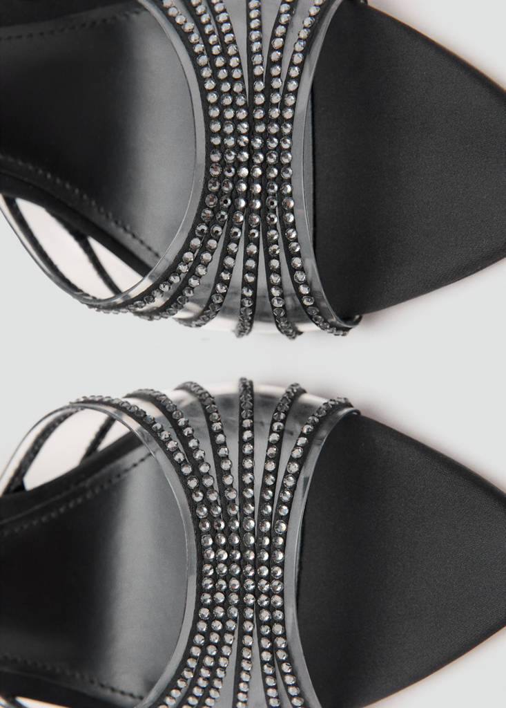 Stiletto heel sandal with straps — Black