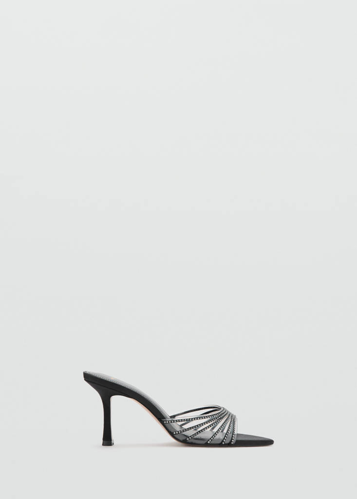 Stiletto heel sandal with straps — Black