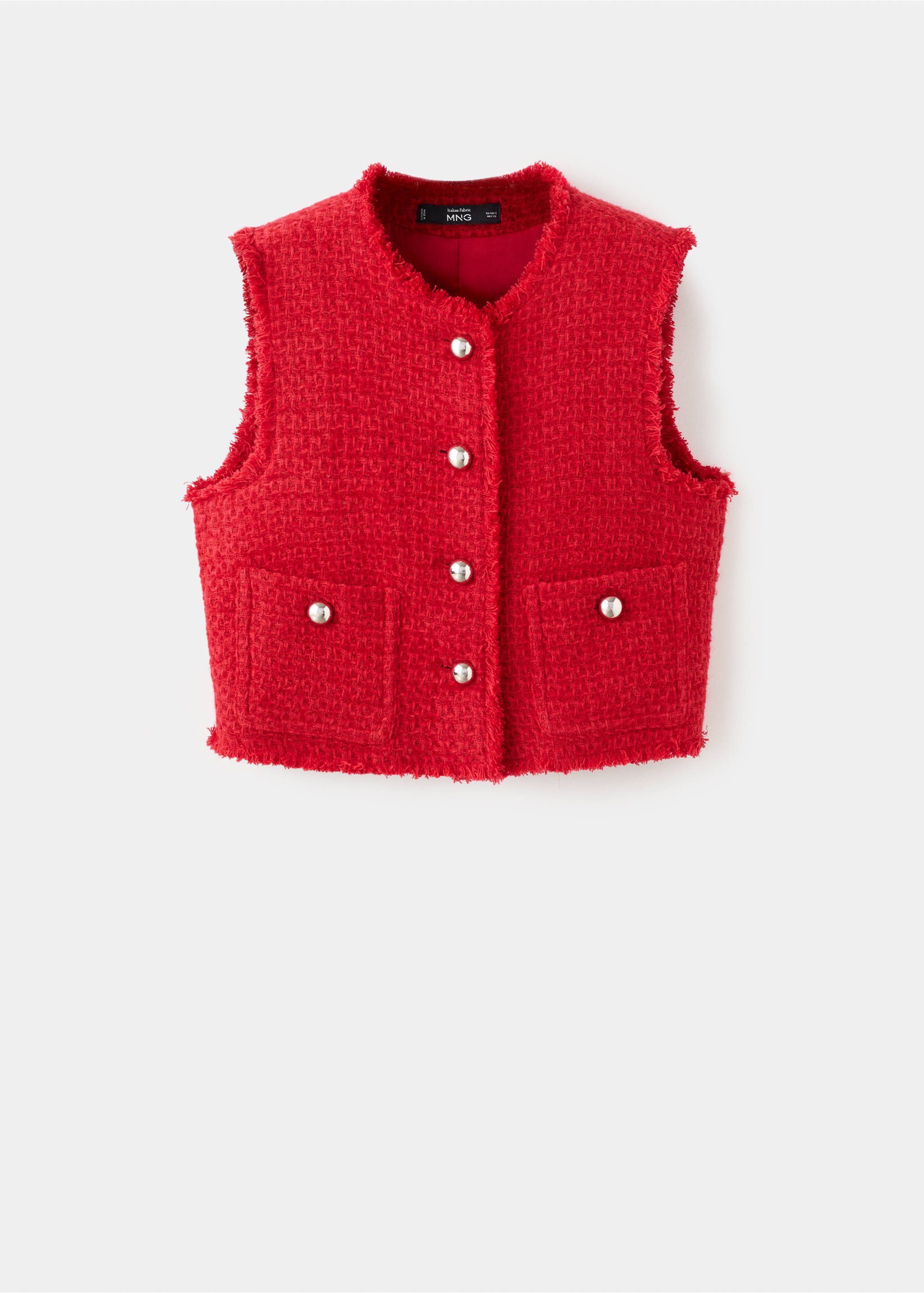 Tweed waistcoat with buttons - Article without model, Red. Ref: 27052548-00.