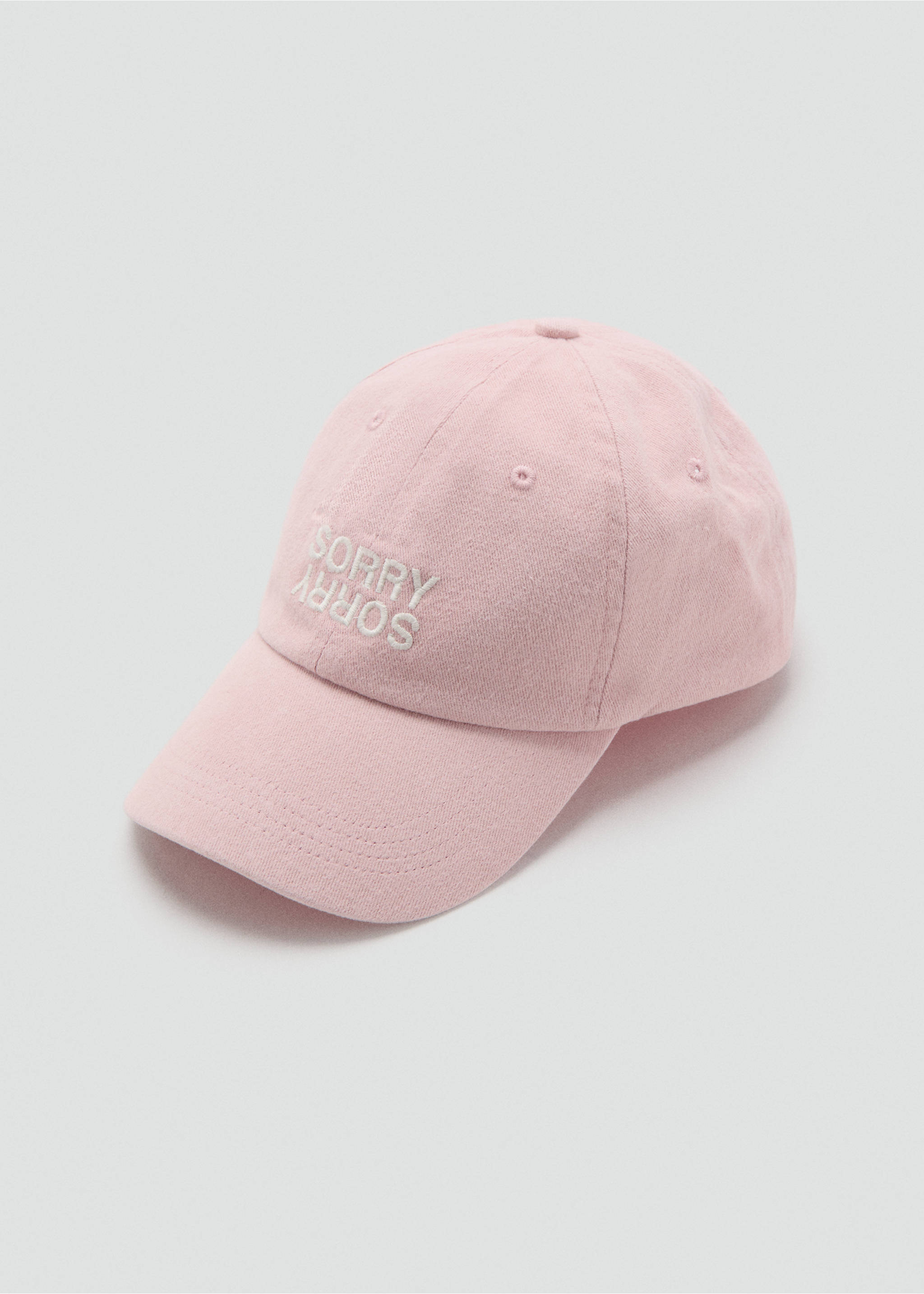 Embroidered message cap - Details of the article 1, Pastel Pink. Ref: 27052551-00.