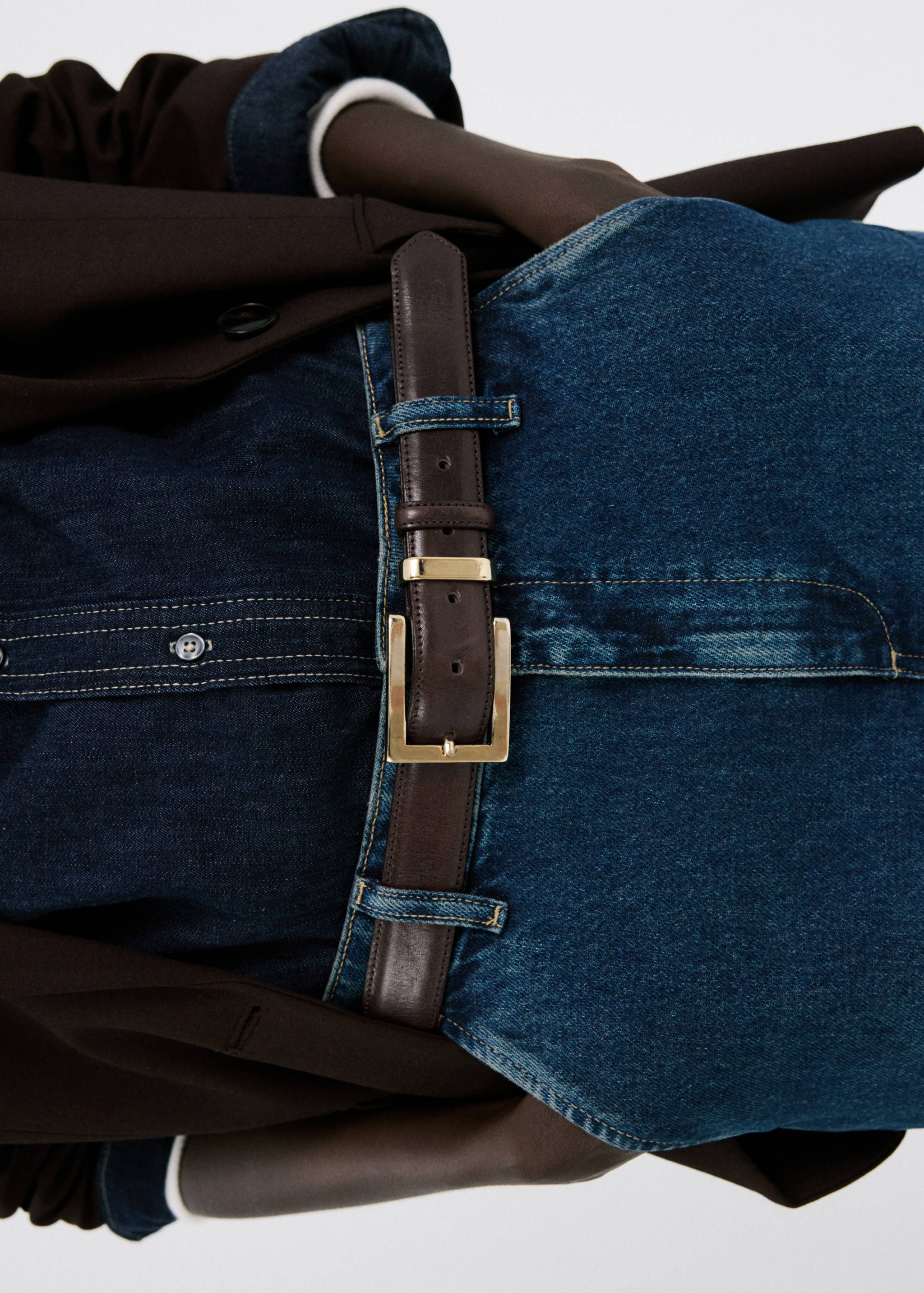 Leather belt with square buckle - General plane