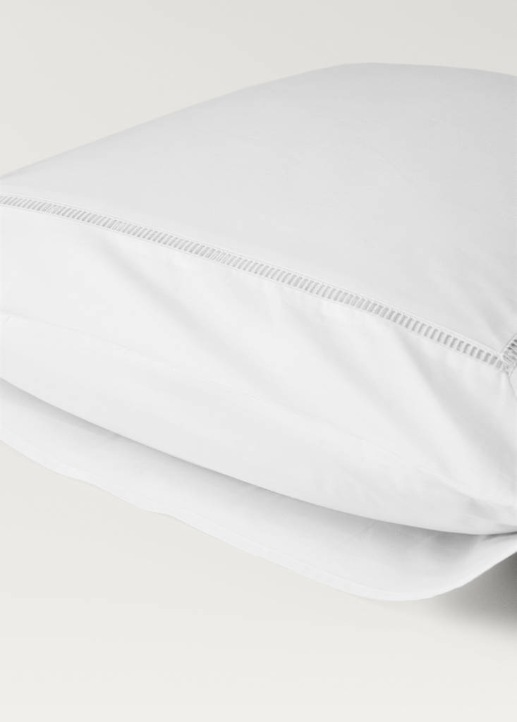 Two cotton percale hemstitched pillowcases 60x60 cm — White