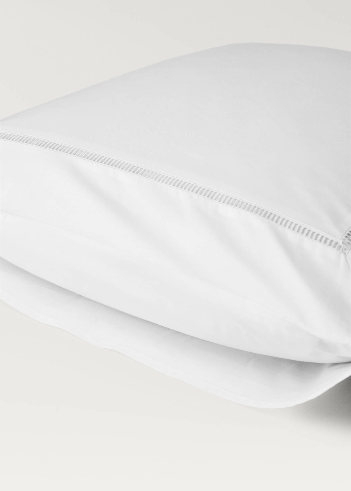 Two cotton percale hemstitched pillowcases 60x60 cm — White