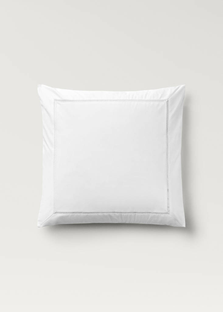 Two cotton percale hemstitched pillowcases 60x60 cm — White