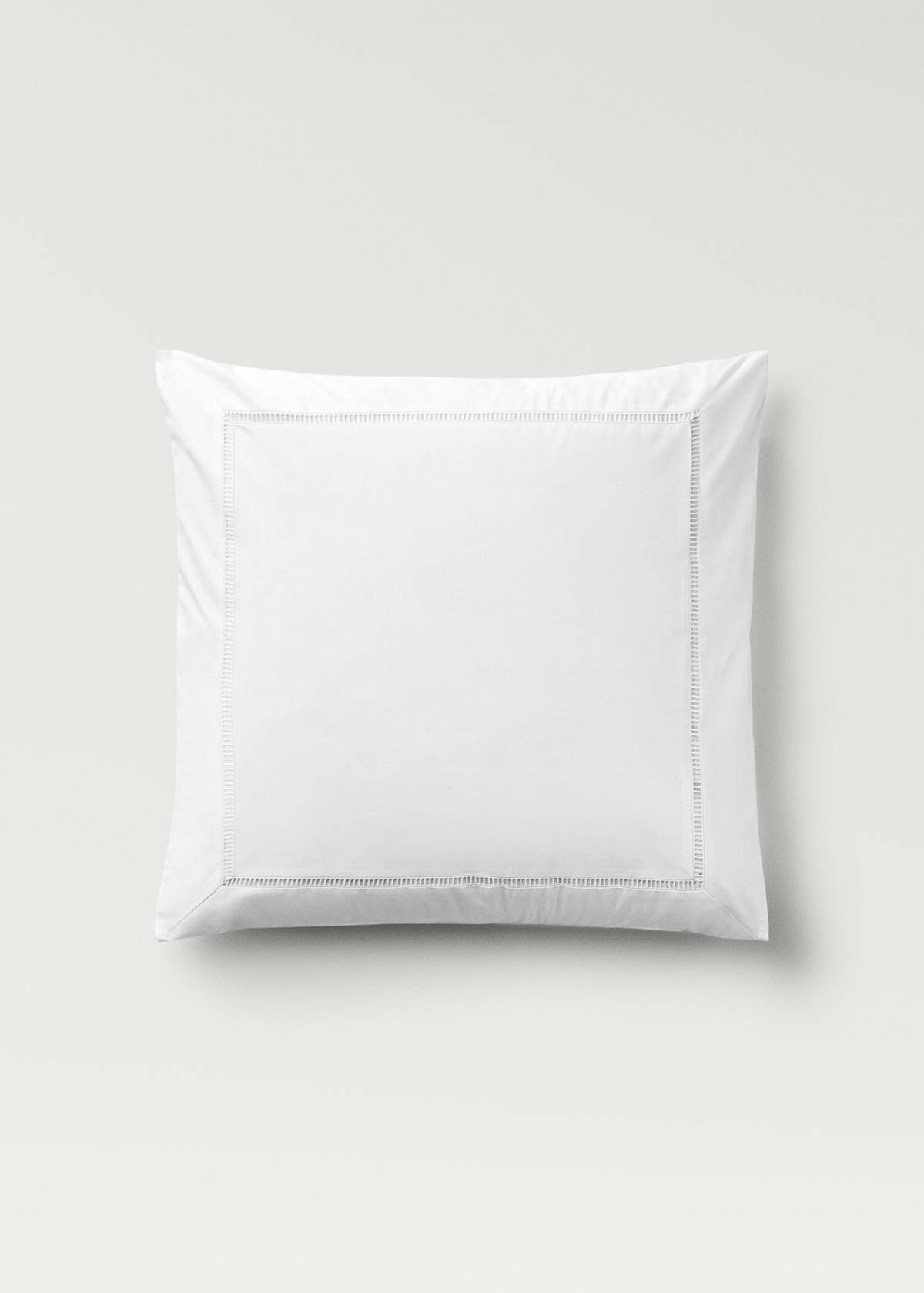 Two cotton percale hemstitched pillowcases 60x60 cm — White