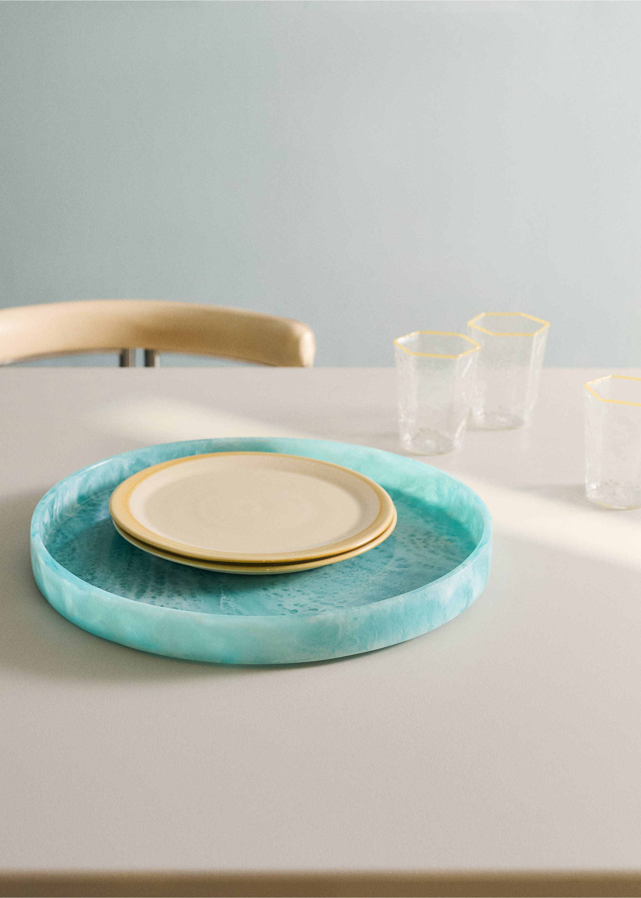 Δίσκος διακοσμητικός ρητίνης μεσαίος - Γενικό πλάνο, Τιρκουάζ. Ref: 27052897-00.