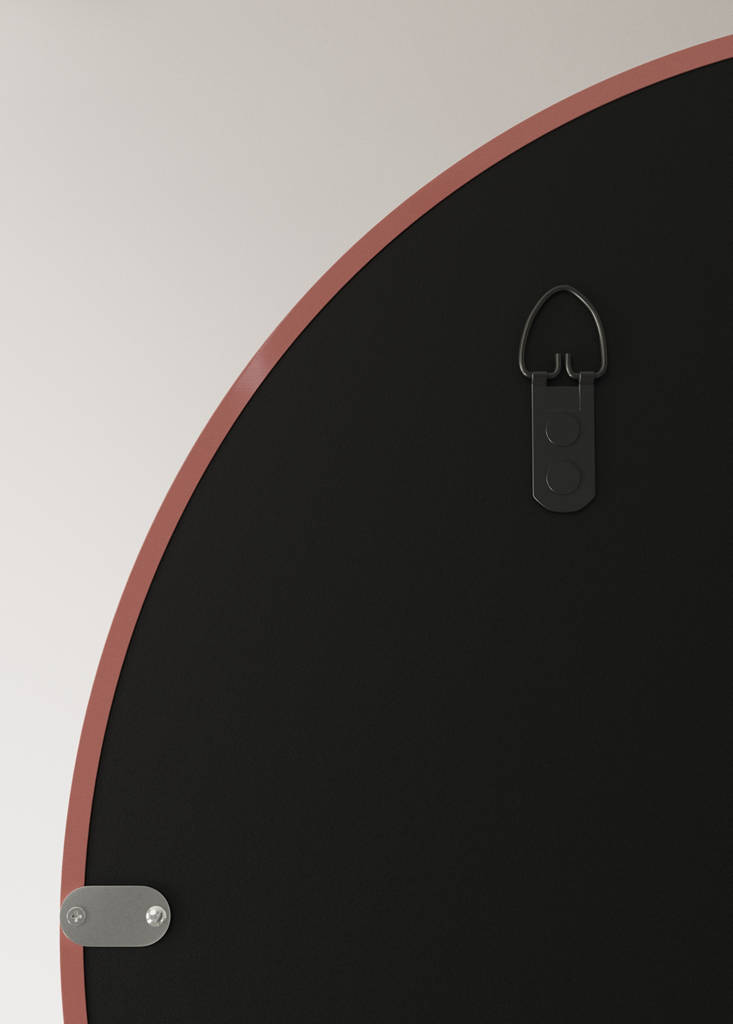Round wood mirror — Rosa pastel