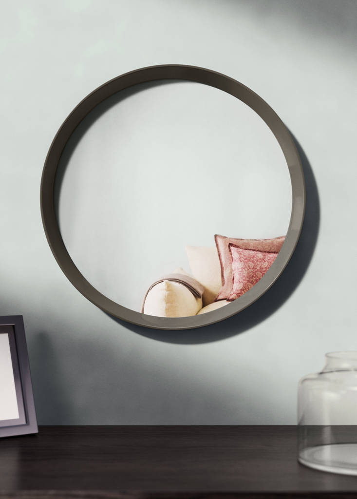 Round wood mirror — Gris oscuro